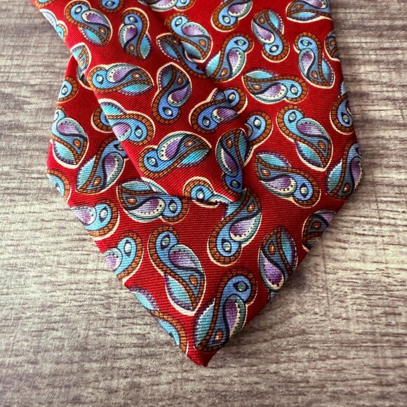 Vintage Christian Dior Monsieur Red Paisley All Silk Tie Made In USA 3.5 x 58 - Picture 4 of 12